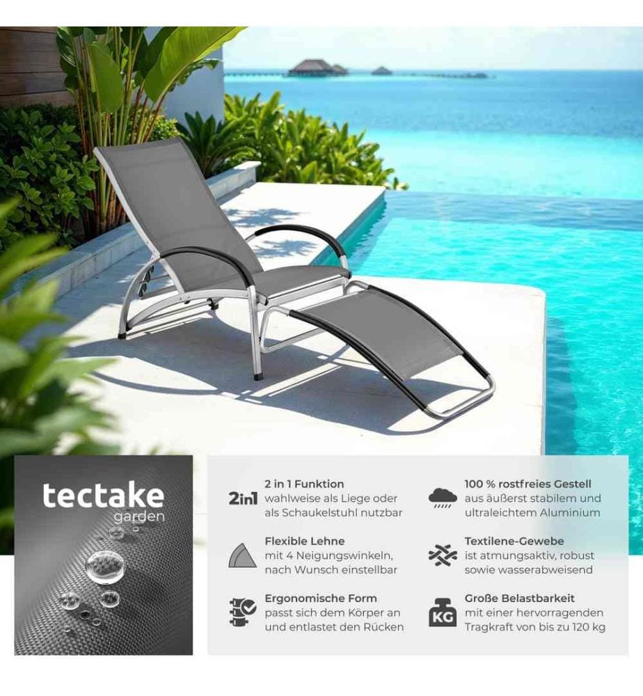 Chaise longue AVIGNON avec fonction 2 en 1 - gris anthracite
