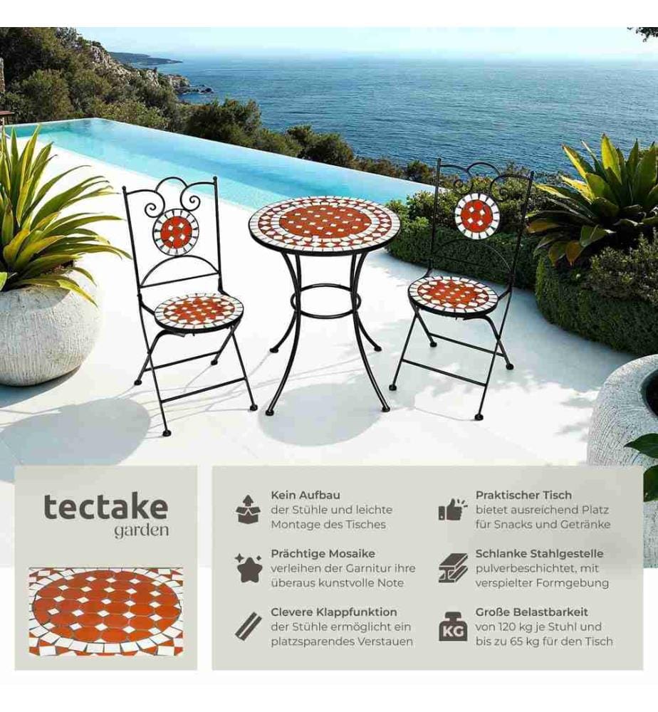 Ensemble table et chaises de jardin - marron