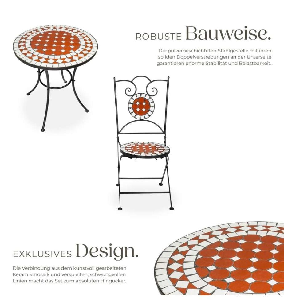 Ensemble table et chaises de jardin - marron