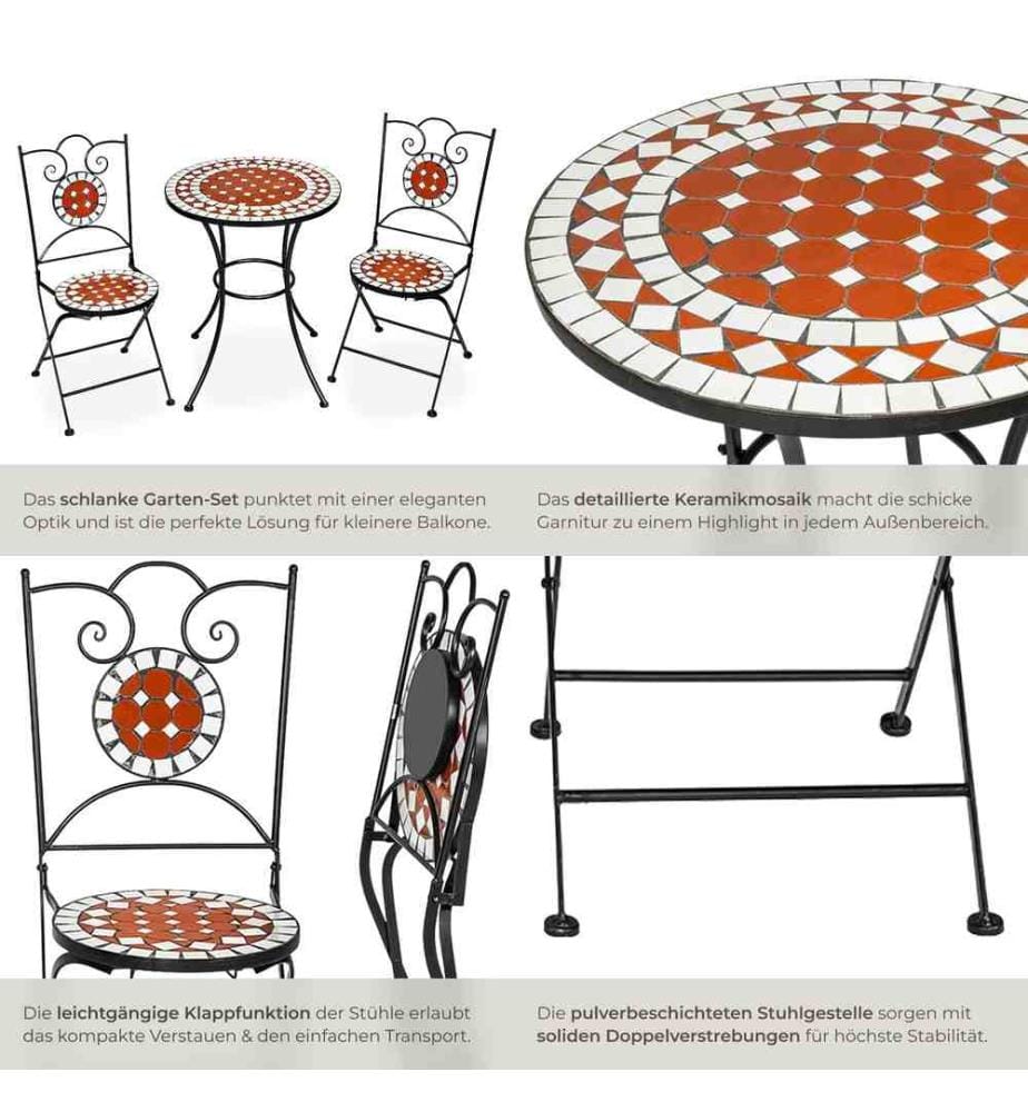 Ensemble table et chaises de jardin - marron