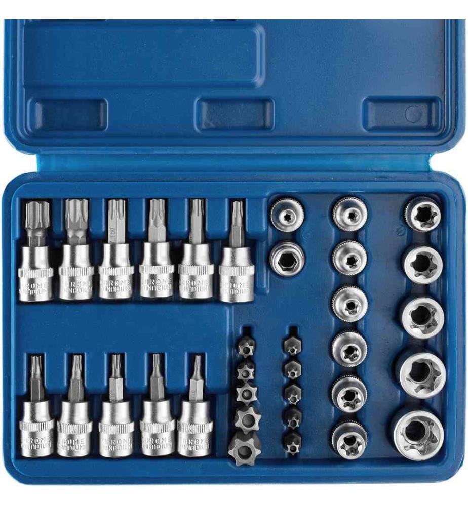 Coffret à Outils avec 34 Pièces en Acier Chrome Vanadium - bleu