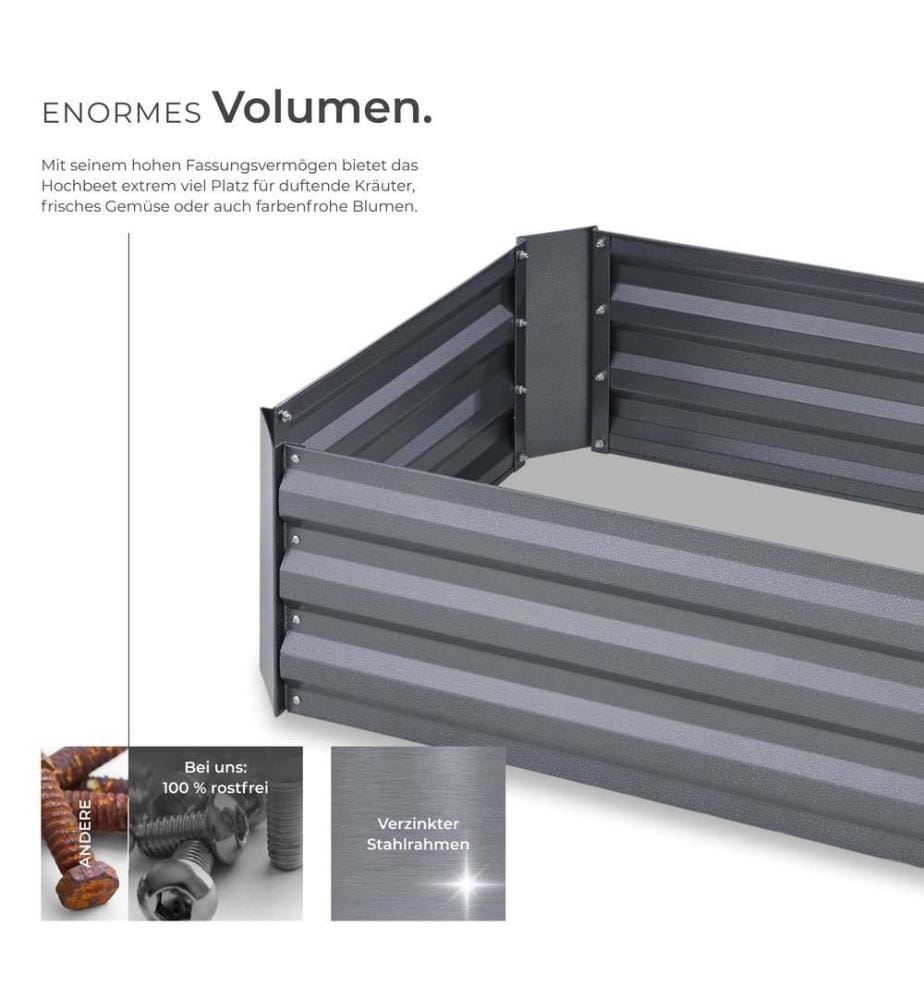 Carré potager PIMPINELLA galvanisé 200 L - 120 x 60 x 30 cm - gris