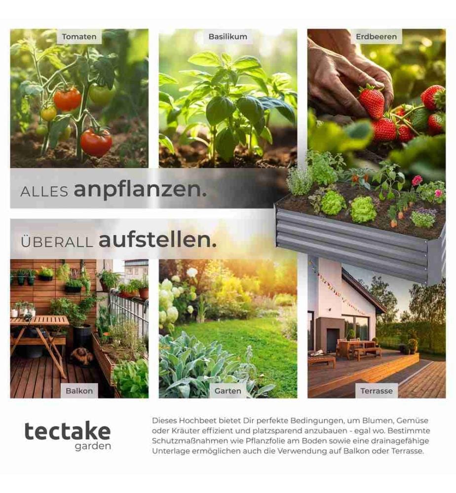 Carré potager PIMPINELLA galvanisé 200 L - 120 x 60 x 30 cm - gris