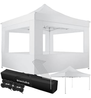 Faltbarer Garten Pavillon 3x3m mit 4 Seitenteilen - weiss
