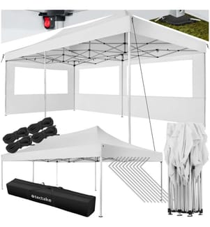 Faltbarer Garten Pavillon 3x6m mit 2 Seitenteilen - weiss