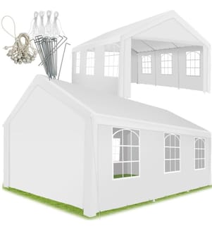 Garten Pavillon 6x4m mit 4 Seitenteilen - weiss