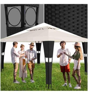 Rattan Garten Pavillon Mona 3x4m - schwarzcreme