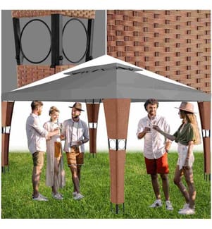 Rattan Garten Pavillon Mona 3x4m - braunanthrazit
