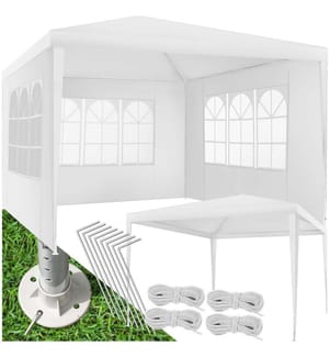 Pavillon Baraban 3x3m mit 3 Seitenteilen - weiss