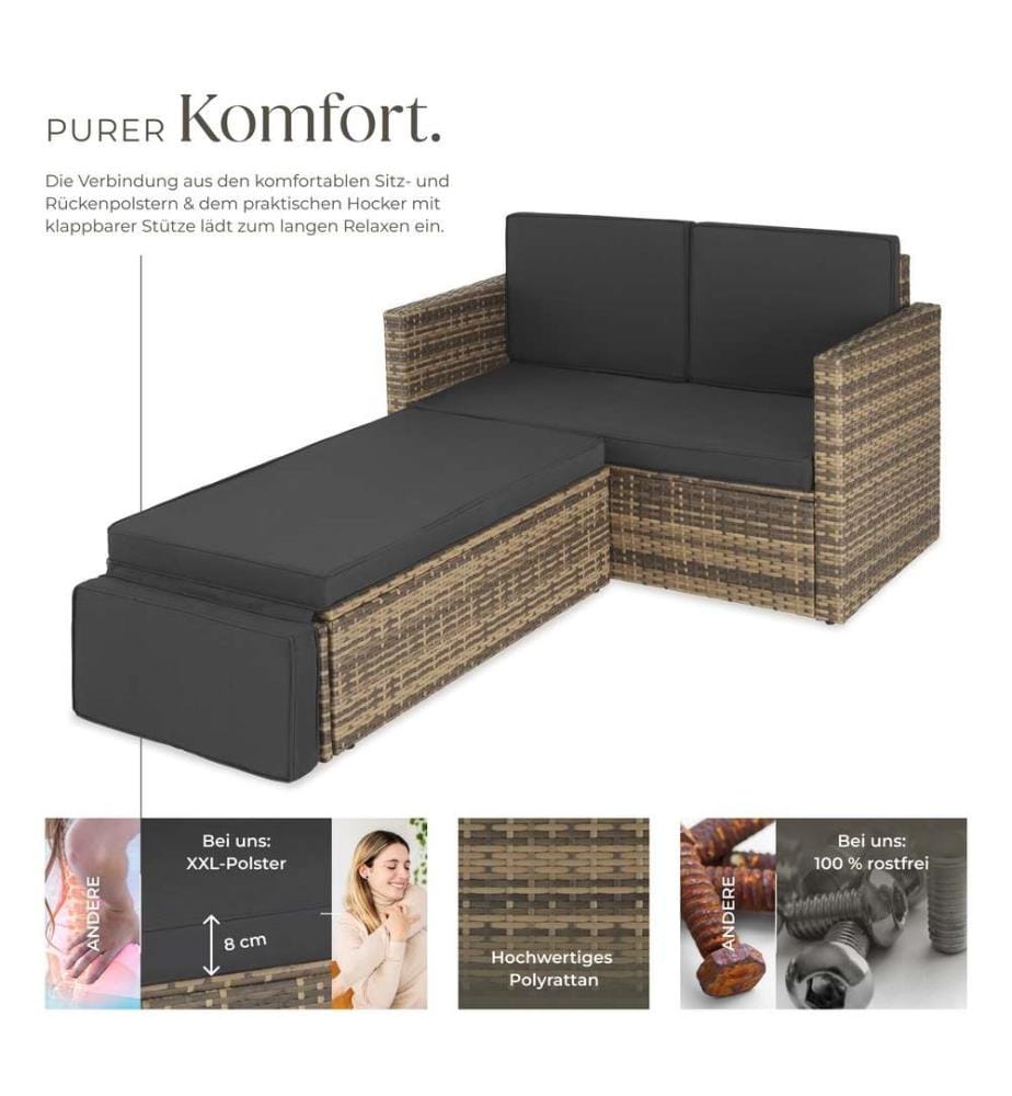 Canapé de jardin CORFOU modulable - marron naturel
