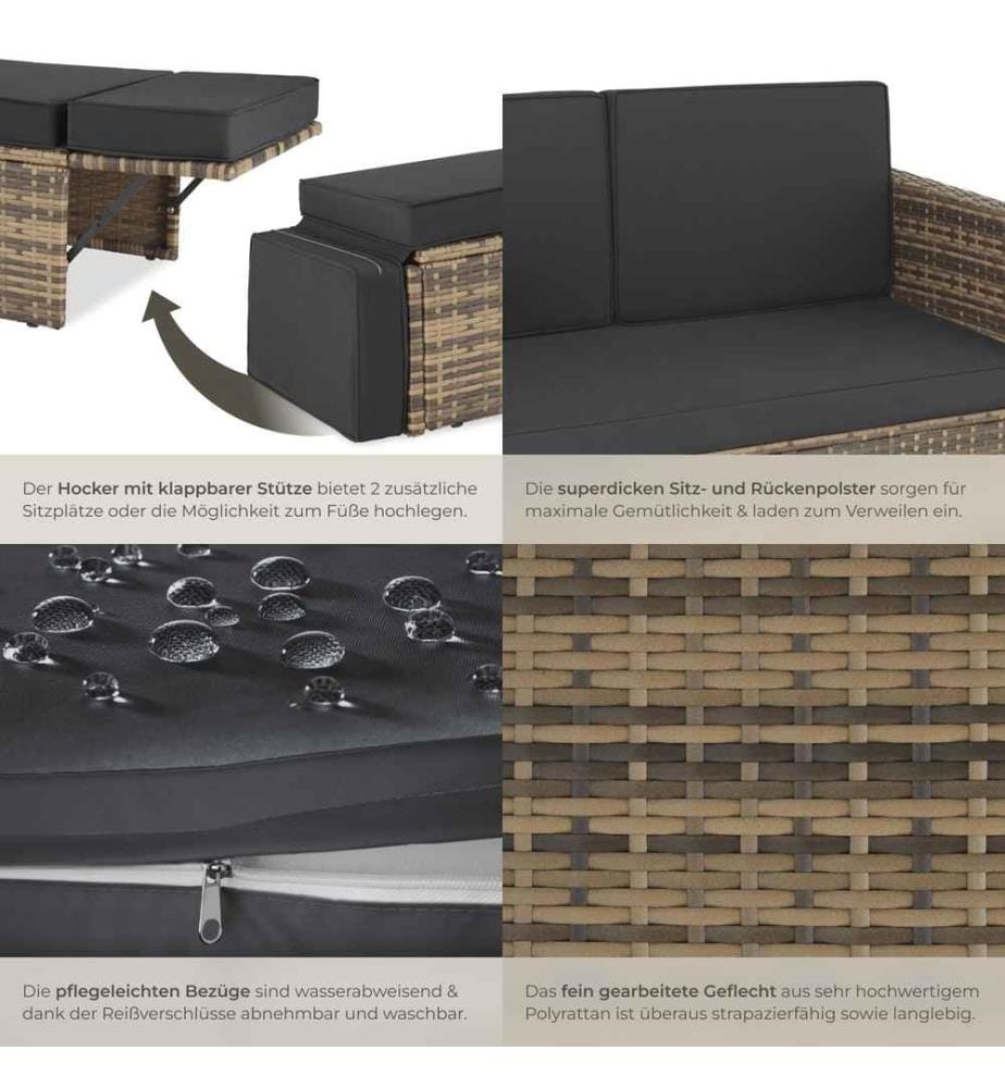 Canapé de jardin CORFOU modulable - marron naturel