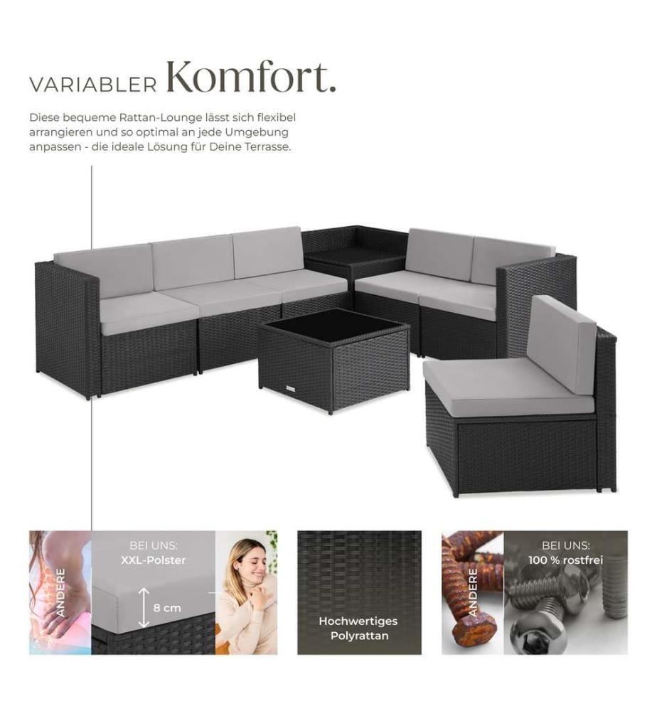 Salon en rotin Verona - noir