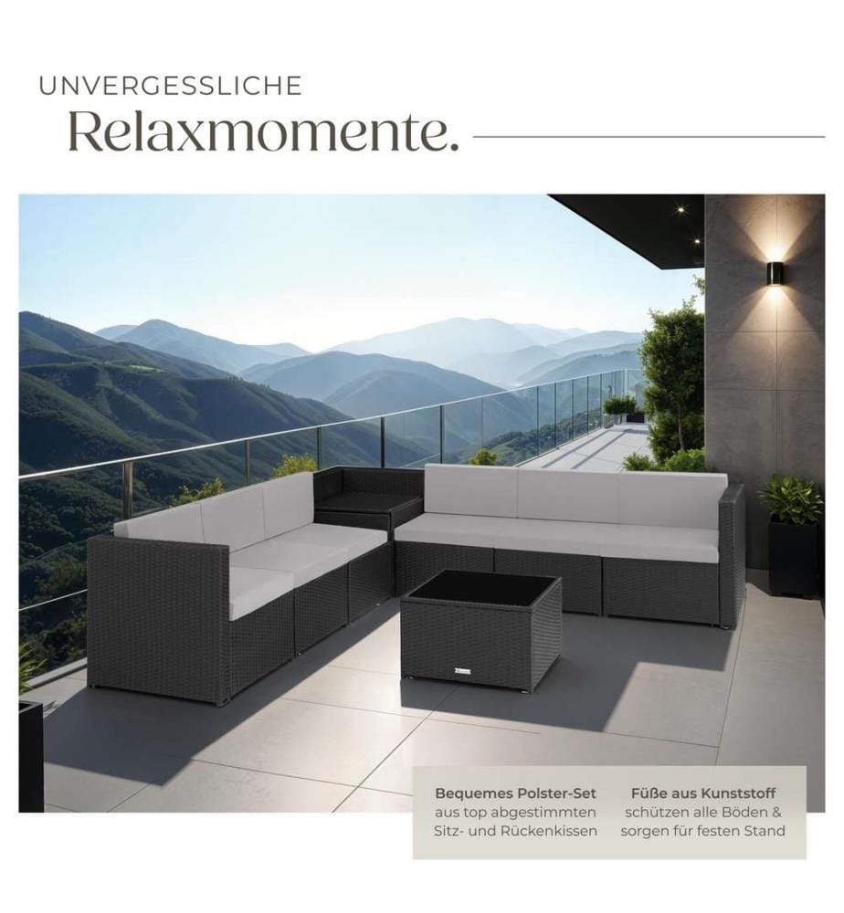 Salon en rotin Verona - noir