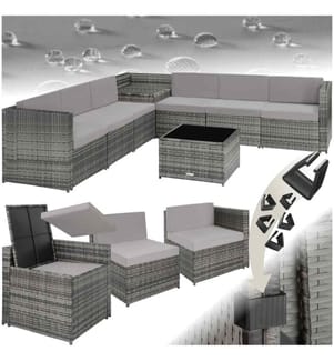Salon en rotin Verona - gris