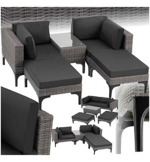 Salon en rotin avec cadre en aluminium Bellaria - gris