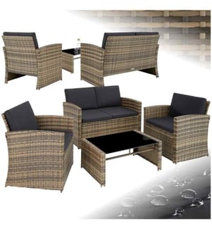 Salon bas de jardin LUCQUES 4 places - marron naturelgris foncé