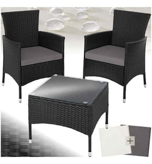 Salon de jardin LUCERNE 2 places avec 2 sets de housses - noir