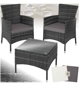 Salon de jardin LUCERNE 2 places avec 2 sets de housses - gris