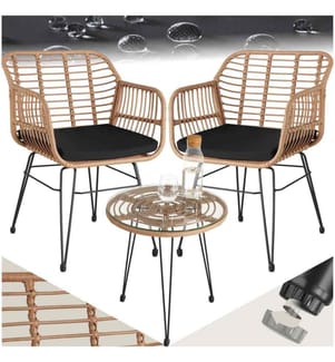 Salon de jardin en rotin Molfetta - marron naturel