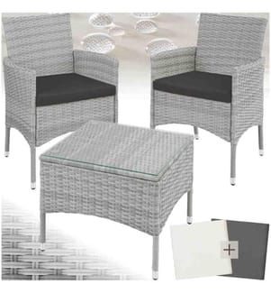 Salon de jardin LUCERNE 2 places avec 2 sets de housses - gris clair