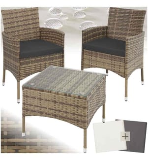 Salon de jardin LUCERNE 2 places avec 2 sets de housses - marron naturel