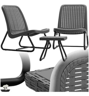 Salon Modica façon rotin pour 2 personnes, ergonomique - gris