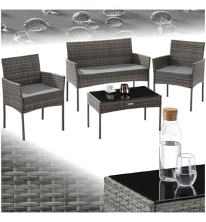 Salon de jardin en résine tressée PALESE - gris