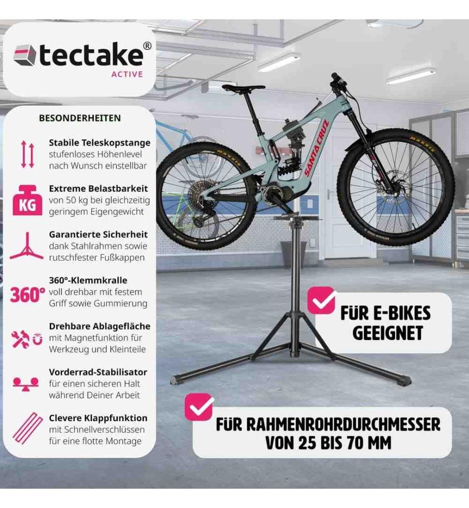 Support de réparation pour vélo Jan jusqu'à 50kg, adapté aux vélos électriques - grisnoir