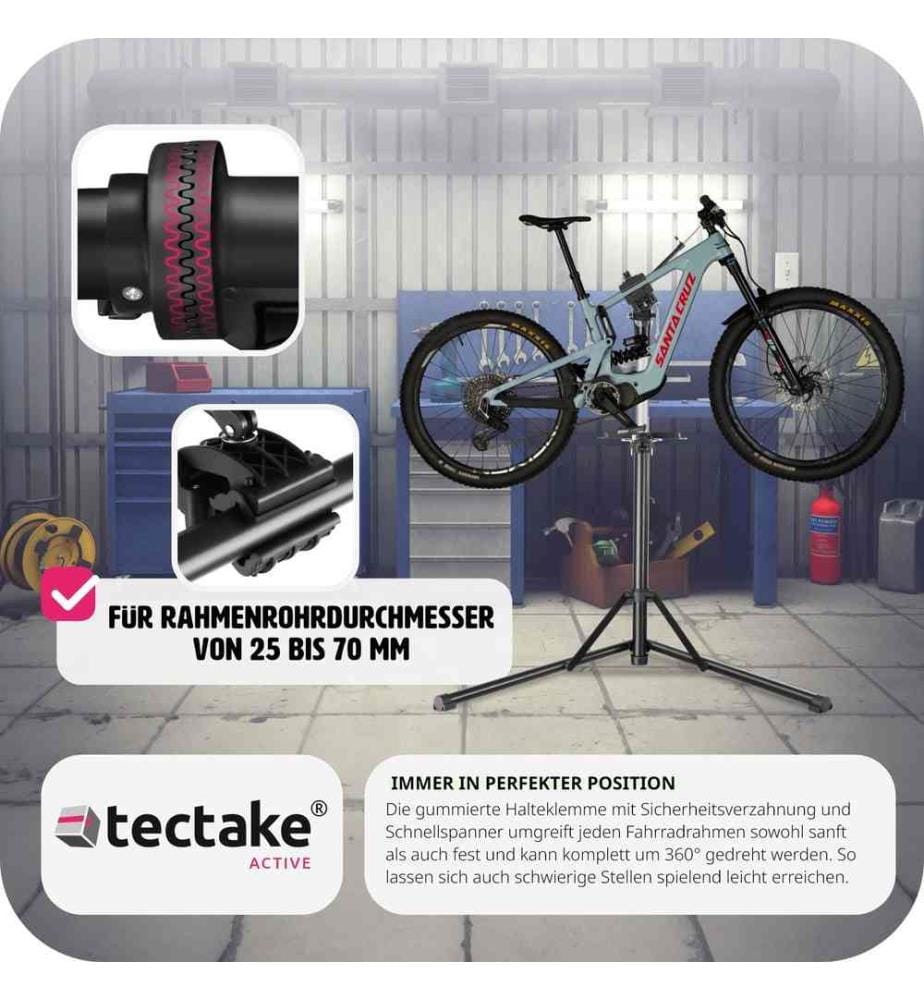Support de réparation pour vélo Jan jusqu'à 50kg, adapté aux vélos électriques - grisnoir