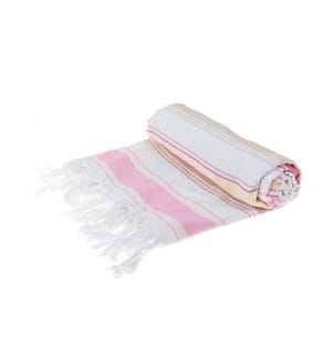 KOOR - Strandtuch 90 x 180 cm, Pink/Weiss
