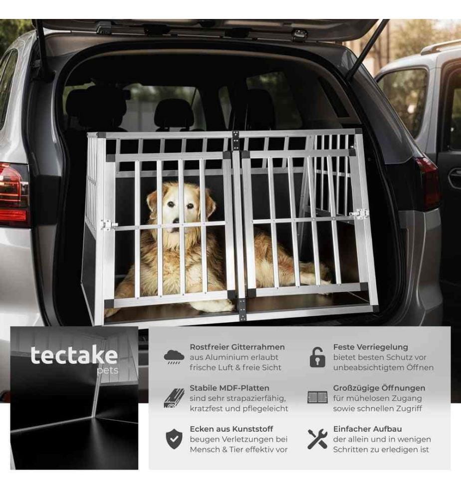 Cage de transport pour chien double dos incliné - sans cloison de séparation
