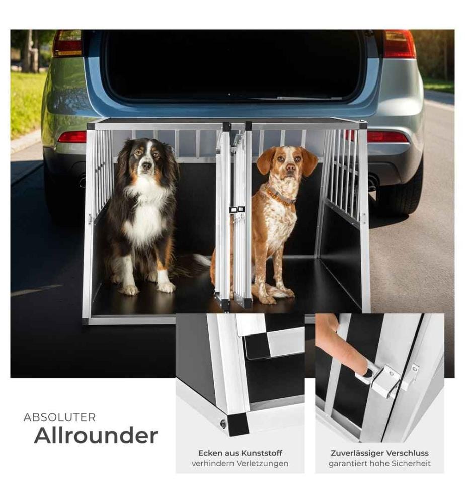 Cage de transport pour chien double dos incliné - sans cloison de séparation