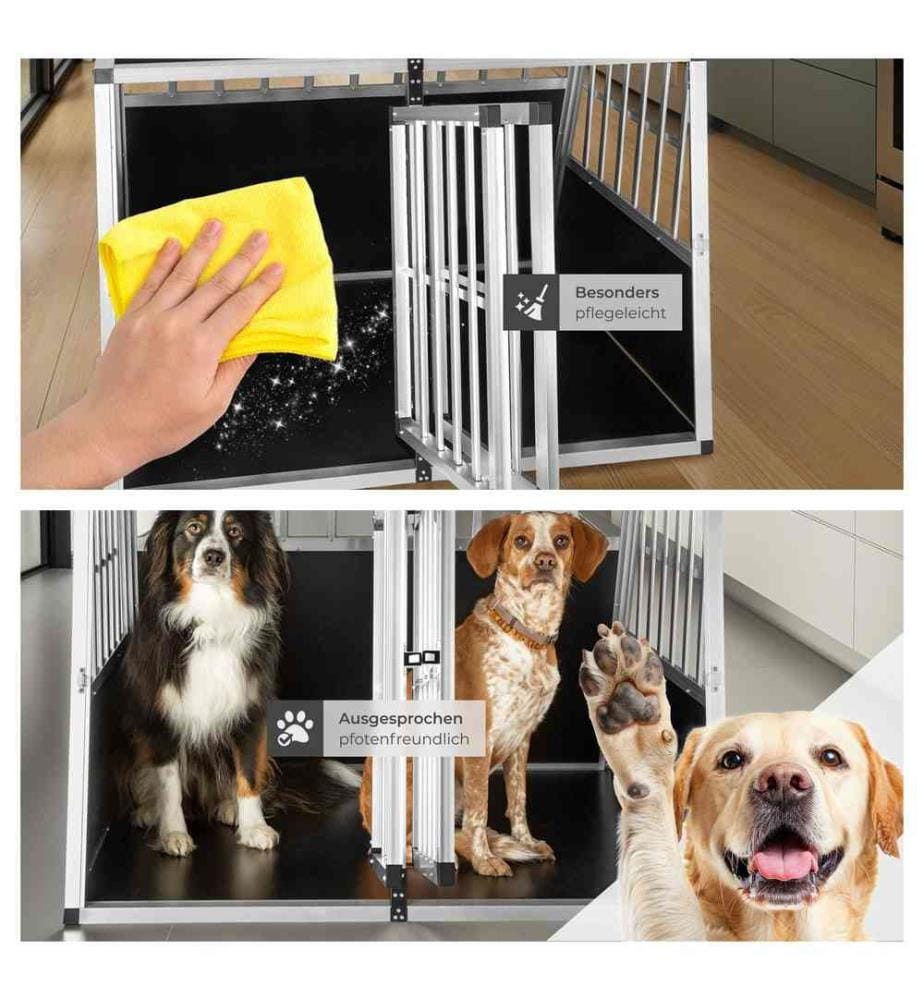 Cage de transport pour chien double dos incliné - sans cloison de séparation