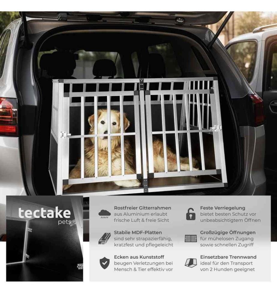 Cage de transport pour chien double dos incliné - avec cloison de séparation