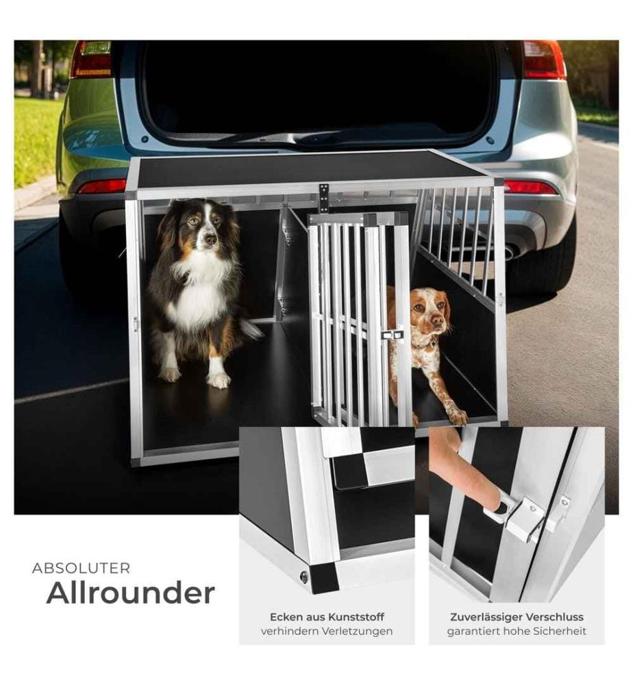 Cage de transport pour chien double dos incliné - avec cloison de séparation