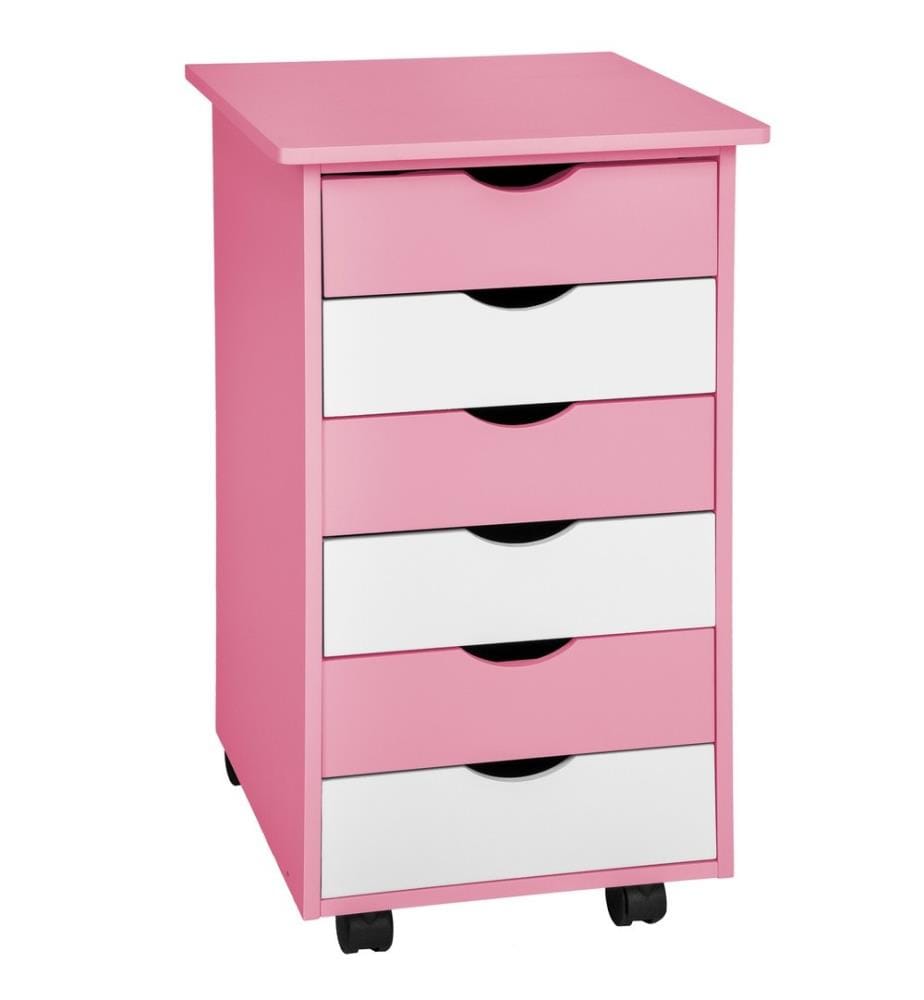 Schreibtisch höhenverstellbar und Rollcontainer - rosa