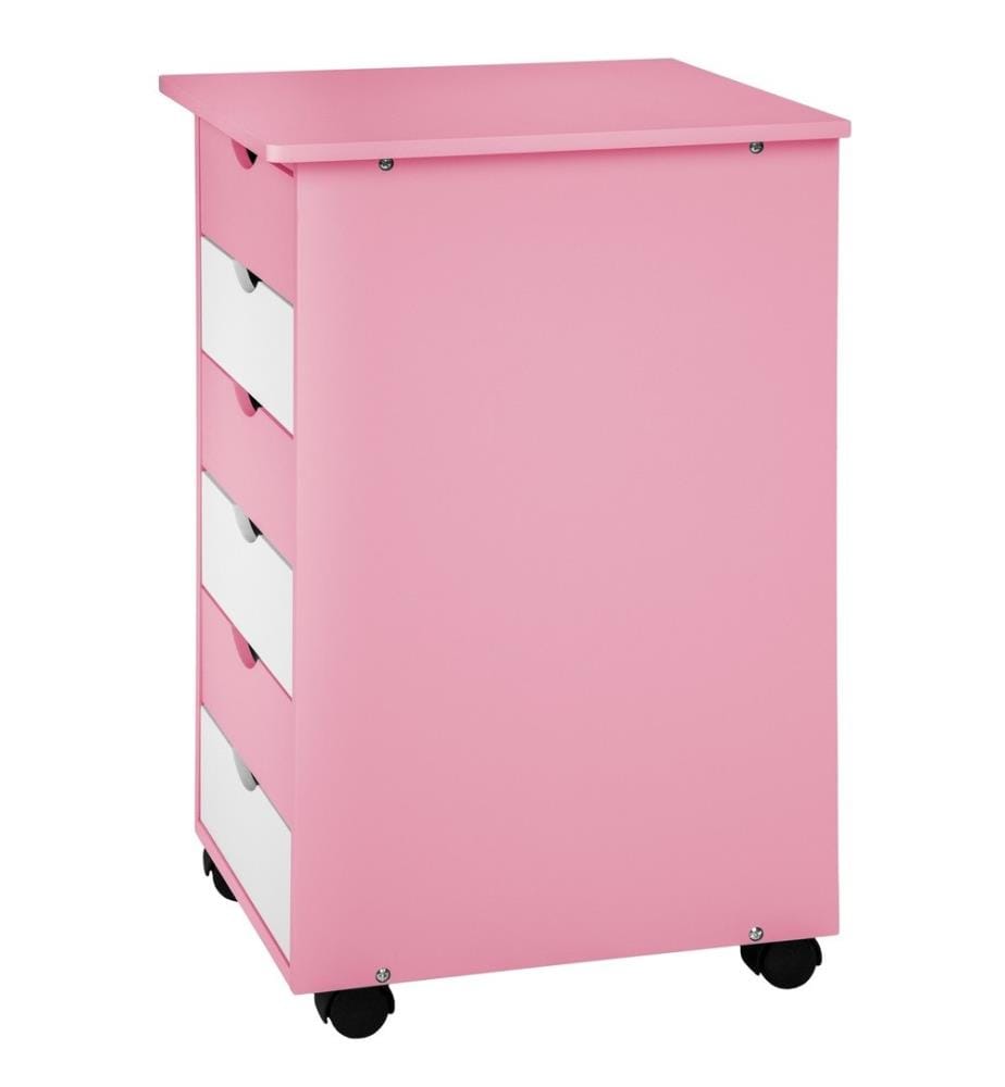 Schreibtisch höhenverstellbar und Rollcontainer - rosa