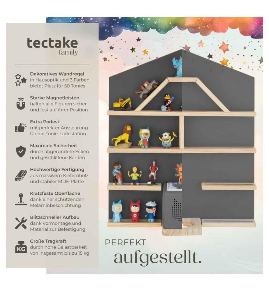Étagère murale Mylittle Story pour jusqu'à 50 Tonies - gris anthracite