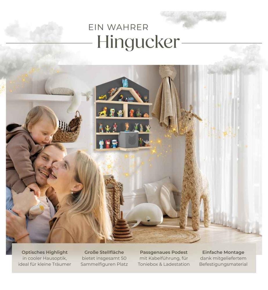 Étagère murale Mylittle Story pour jusqu'à 50 Tonies - gris anthracite