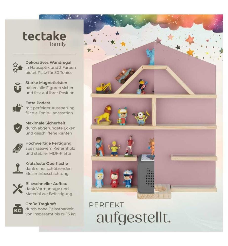 Étagère murale Mylittle Story pour jusqu'à 50 Tonies - rose vif