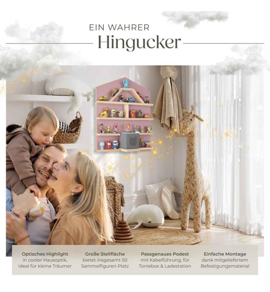 Étagère murale Mylittle Story pour jusqu'à 50 Tonies - rose vif