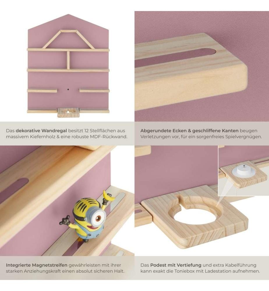 Étagère murale Mylittle Story pour jusqu'à 50 Tonies - rose vif