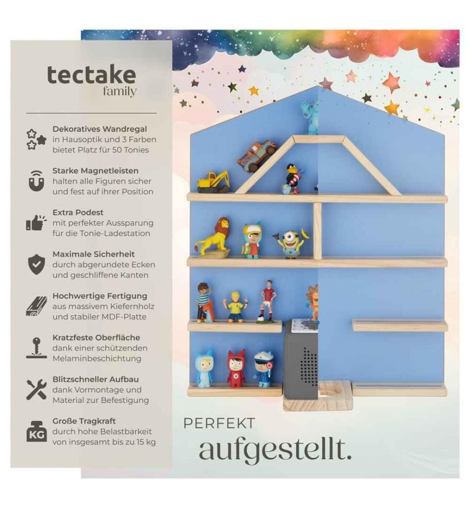 Étagère murale Mylittle Story pour jusqu'à 50 Tonies - bleu