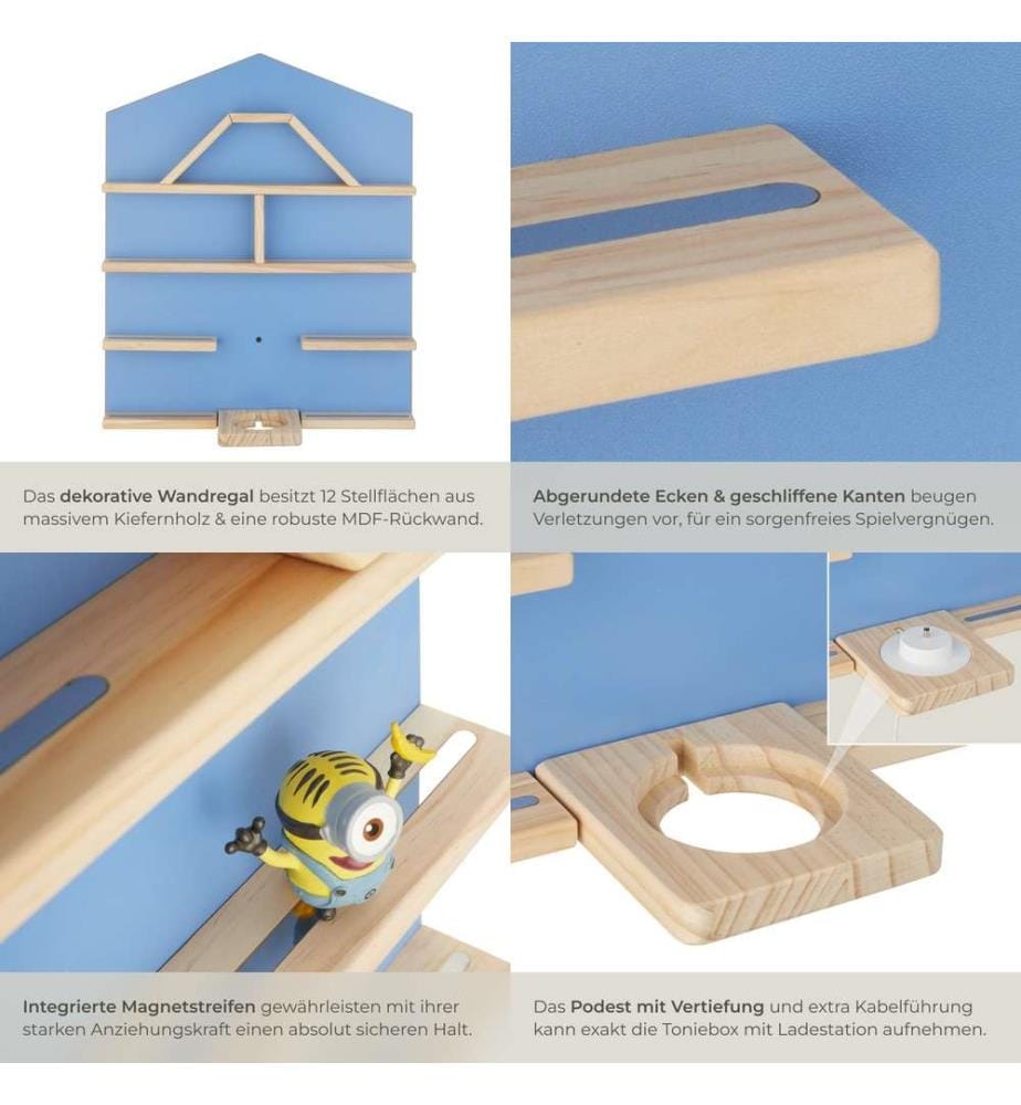 Étagère murale Mylittle Story pour jusqu'à 50 Tonies - bleu
