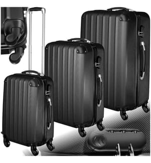 Set de 3 Valises Trolley Rigides - ABS - noir