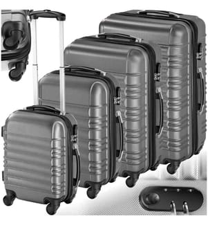 Set de 4 Valises Trolley - ABS - 4 Roues Pivotantes à 360° - gris