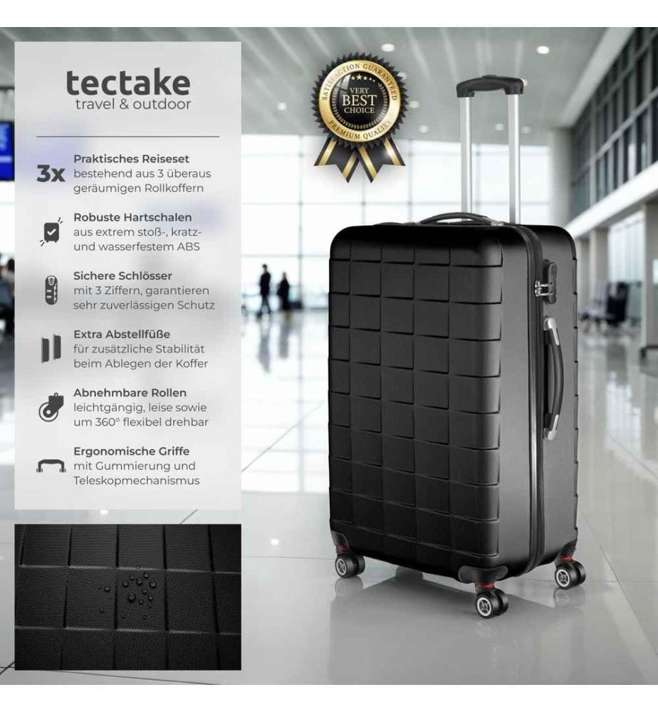 Set de 3 Valises Trolley Rigides JAKUB - noir