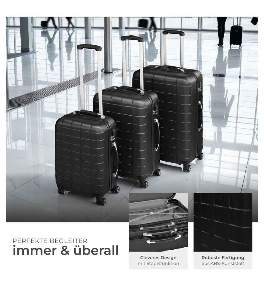 Set de 3 Valises Trolley Rigides JAKUB - noir