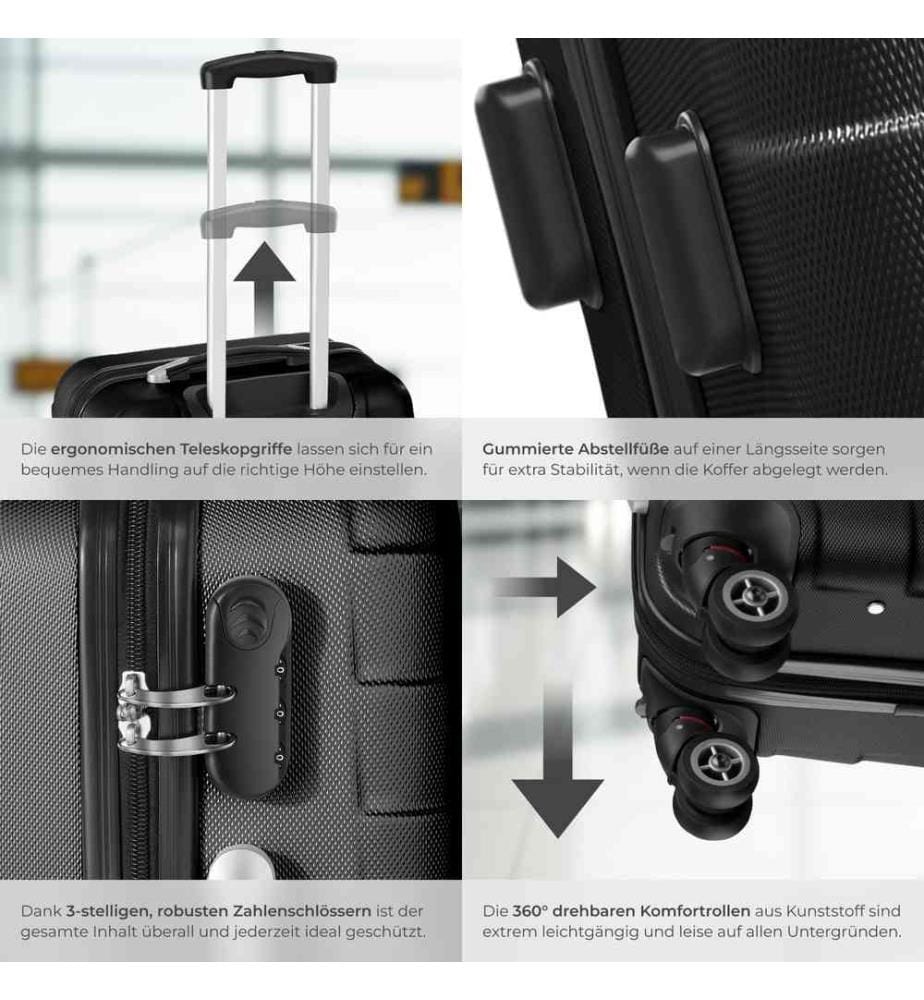 Set de 3 Valises Trolley Rigides JAKUB - noir