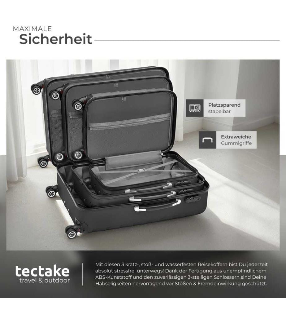 Set de 3 Valises Trolley Rigides JAKUB - noir